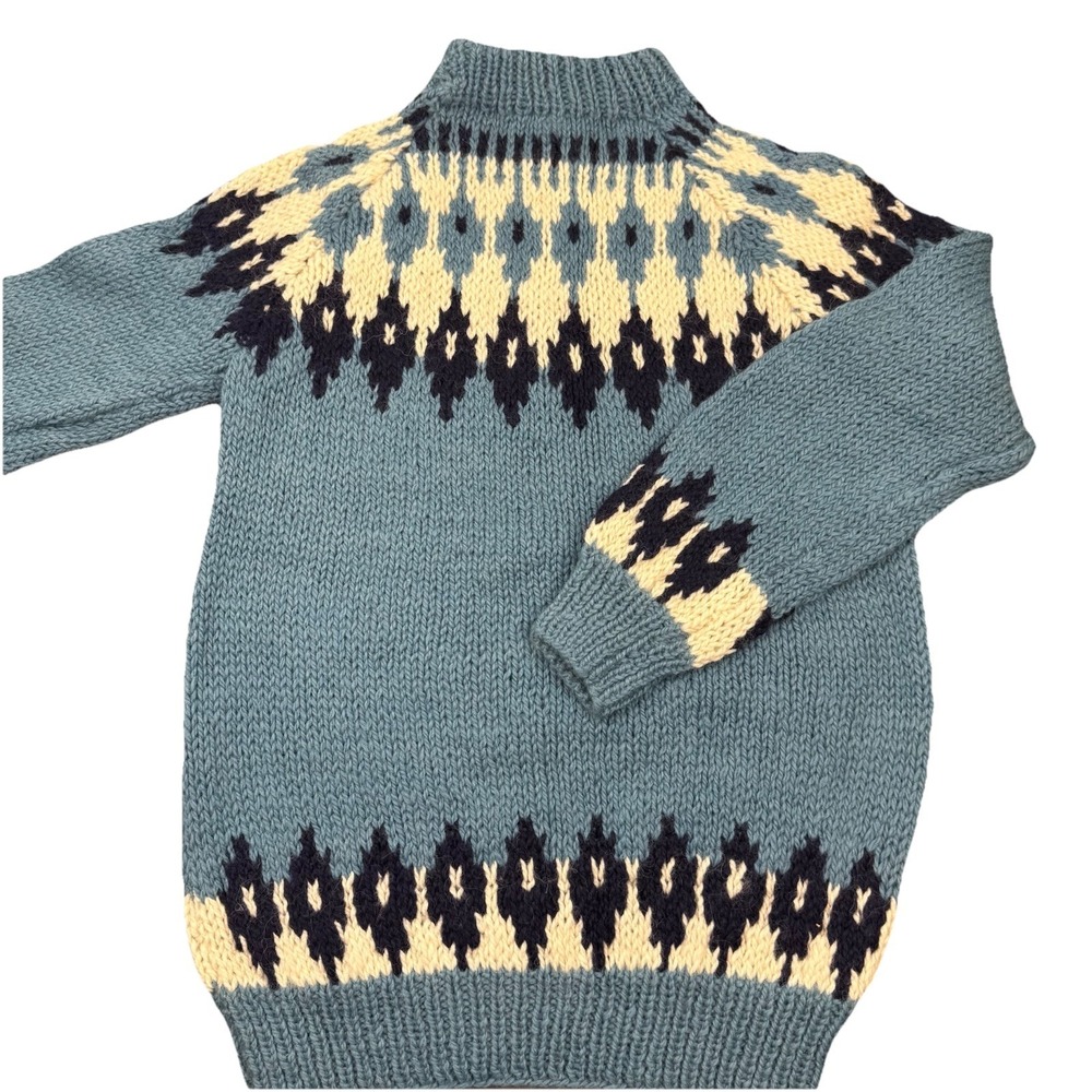 Vtg. Greek Knitwear Made In Greece Fair Isle Handmade 100% Wool Sweater ‎ Size M